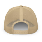Khaki, white patch "Jew fish" Goliath grouper patch trucker hat, back view